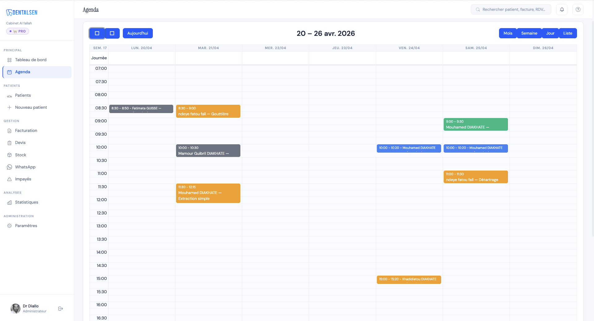 Agenda Dentalsen pour cabinet dentaire